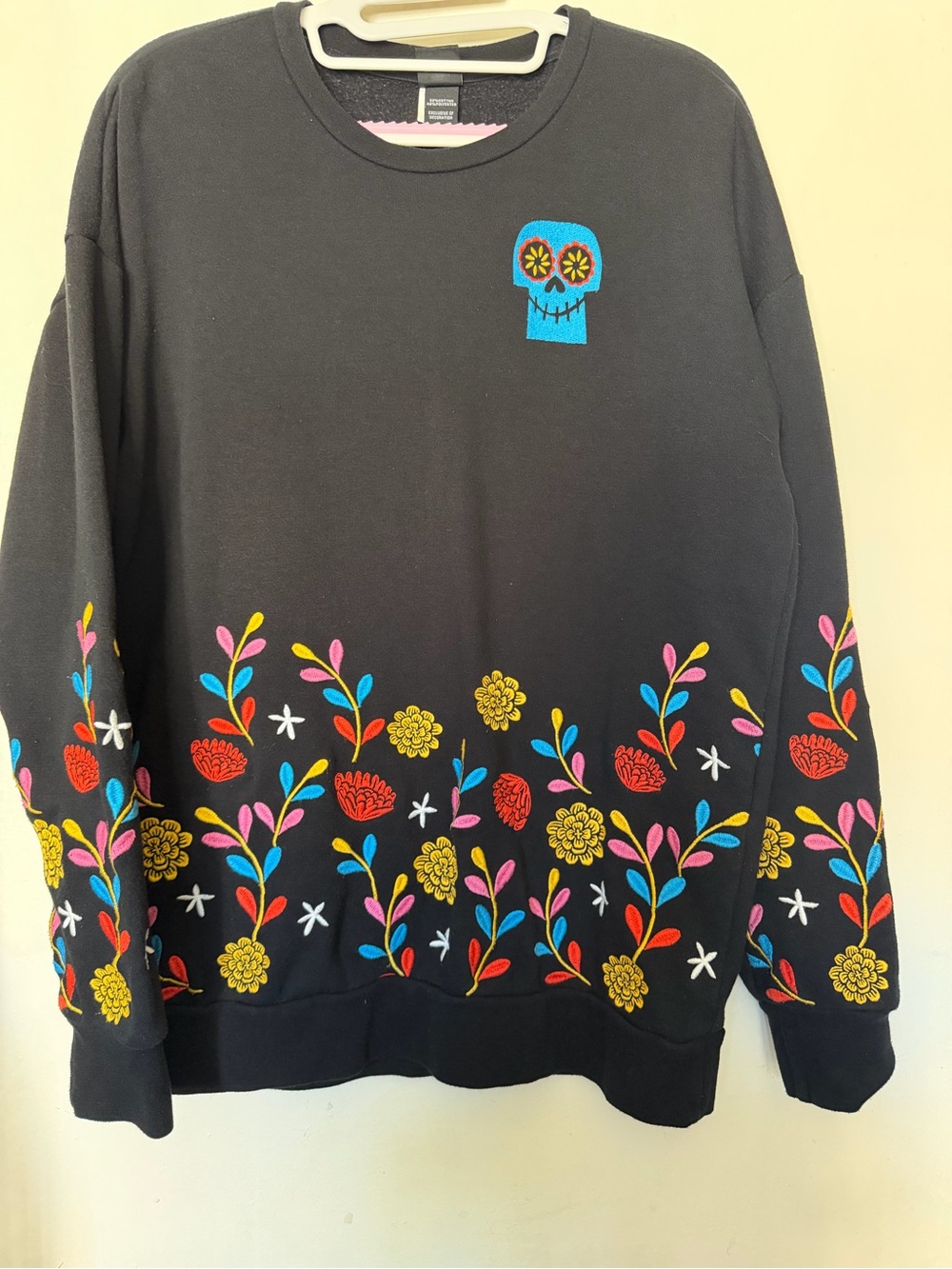 Disney Pixar Coco Embroidered Floral Skull Crewneck Sweatshirt XS